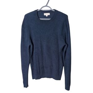 Cotton ‎ & Co. Men's Waffle Knit Crewneck Pullover Navy Blue Size Large
